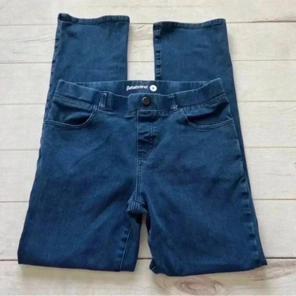 BetaBrand Womens Pull On 4 Pocket Straight Leg Yoga Denim Jeans Dark Was… - Picture 1 of 10